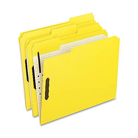 Oxford® 1/3-Cut Color Fasteners Folders, Letter Size, Yellow,