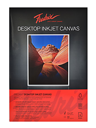 Fredrix Desktop Inkjet Canvas, 11" x 17", 16-mil Thick, Pack Of 6