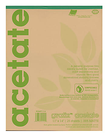 Grafix Matte Acetate Film Pad, 11" x 14", 0.005" Thick, 25 Sheets
