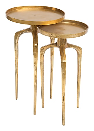 Zuo Modern Como Nesting Accent Tables, Round, Antique Gold, Set Of 2 Tables