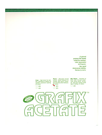 Grafix Matte Acetate Film Pad, 19" x 24", 0.003" Thick, 25 Sheets