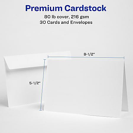 Avery Printable Greeting Cards With Envelopes Half Fold 5.5 x 8.5 Matte ...