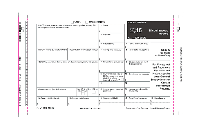ComplyRight 1099-MISC Tax Forms, Electronic Mailer, Copy B, C And 2, 3-Part, 9" x 11", Pack Of 100 Forms