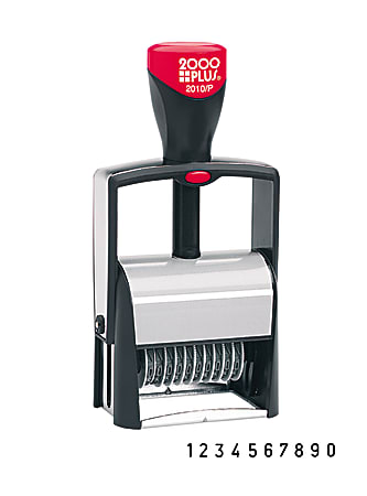 2000Plus Self-Inking Numbering Stamp, 10-Number Bands, 3/16" x 1 5/8", Black Ink