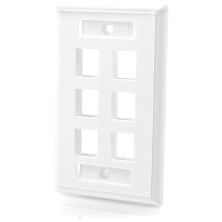 C2G 6-Port Single Gang Multimedia Keystone Wall Plate - White - 6 x Socket(s) - White