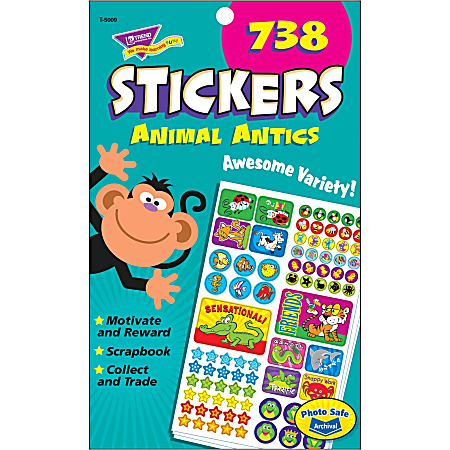 Trend® Sticker Pad, Animal Antics, Pack Of 738