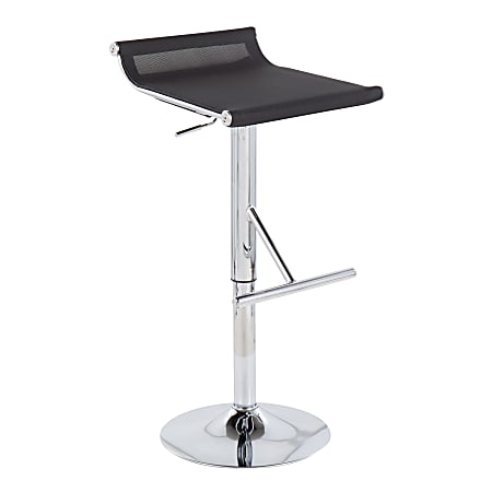 LumiSource Mirage Ale Contemporary Adjustable Bar Stool, Chrome/Black