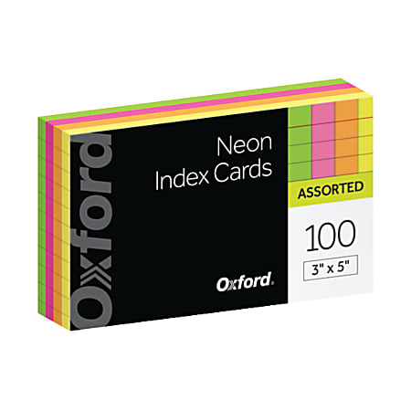Ruled 3 x 5 Assorted Colors 300 Per Pack - 1 81300EE Neon Index Cards 
