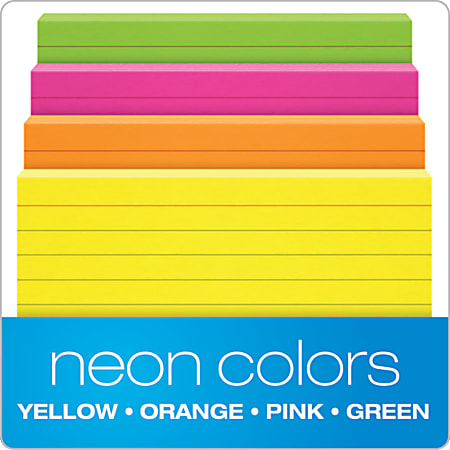200ct Ruled Index Cards Neon Color Pen & Gear 3”x 5” Heavyweight Brand New 
