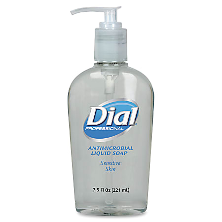Dial Sensitive Skin Liquid Hand Soap - 7.5 fl oz (221.8 mL) - Pump Bottle Dispenser - Hand, Skin - Clear - Antimicrobial, Hypoallergenic - 1 Each