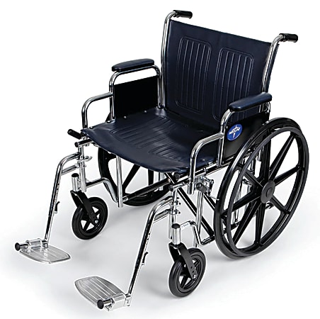 Medline Extra-Wide Wheelchair, Swing Away, 24" Seat,