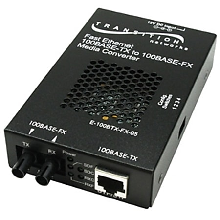 Transition Networks E-100BTX-FX-05(SMLC) Fast Ethernet Media Converter - 1 x RJ-45 , 1 x LC - 100Base-TX, 100Base-FX - External, Wall-mountable