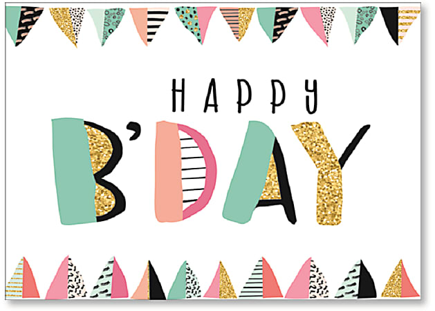Viabella Birthday Greeting Card With Envelope, Happy B-Day, 5" x 7"