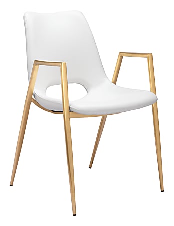 ZUO Desi Dining Chairs, White/Gold, Set Of 2 Chairs