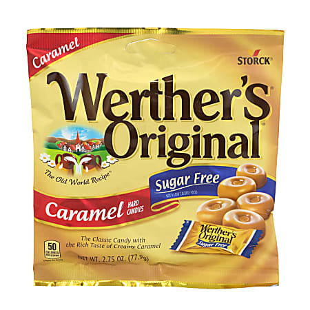 Werthers Original Sugar Free Caramel Hard Candies 2 75 Oz Pack Of 3 Bags Office Depot