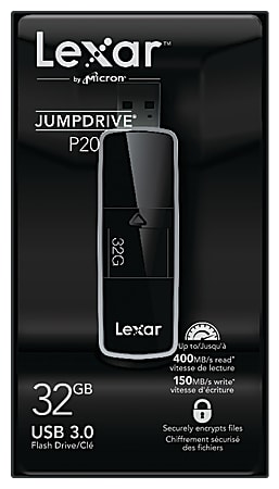 Lexar® JumpDrive® P20 USB 3.0 Flash Drive, 32GB, Black