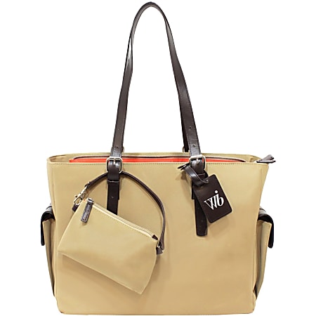 WIB Liberator Carrying Case (Tote) for 14.1" Notebook - Tan - MicroFiber, Faux Leather Trim, Nylon Interior - Handle - 11.5" Height x 14.5" Width x 5" Depth