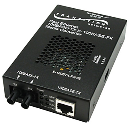Transition Networks Fast Ethernet Stand-Alone Media Converter - 1 x RJ-45 , 1 x MT-RJ - 100Base-TX, 100Base-FX - External