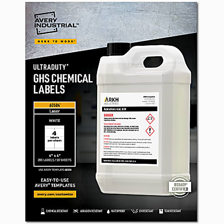 Avery® UltraDuty® GHS Chemical Labels For Laser Printers,
