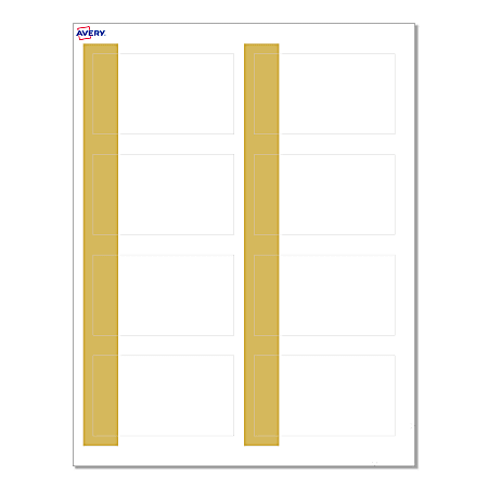Avery® Print-To-The-Edge Cards With Sure Feed®, S00-D1S-PRMWC10, 2" x 3-1/2", Matte White, Preprinted Dipped Gold Edge Design, Pack Of 80
