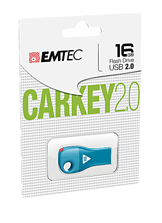 EMTEC Car Key USB 2.0 Flash Drive, 16GB, Assorted Colors