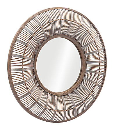 Zuo Modern Toto Round Mirror, 31-1/2"H x 31-1/2"W x 2-1/4"D, Copper