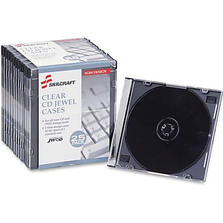 SKILCRAFT® Slim CD Jewel Cases, Pack Of 25