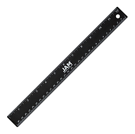 JAM Paper® Non-Skid Stainless-Steel Ruler, 12", Black