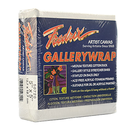 Fredrix Gallerywrap Stretched Canvases, 5" x 5" x 1", Pack Of 2