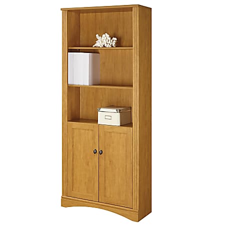 Realspace® Dawson 72"H 5-Shelf Bookcase With Doors, Canyon Maple