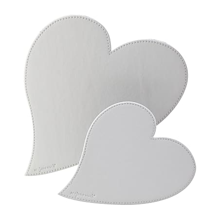 Realspace® Faux Leather Heart Mouse Pad And Coaster Set, White