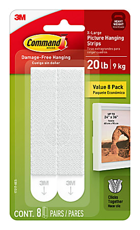 Command Picture Hanging Strips, (8-Pairs) 16-Command Strips, Damage-Free, White