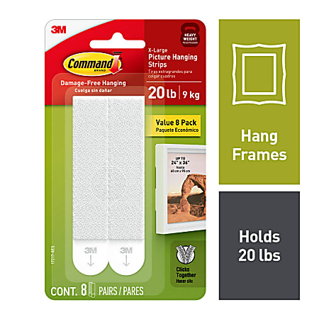 Command Large Picture Hanging Strips 120 Pairs 240 Command Strips Damage  Free White - Office Depot