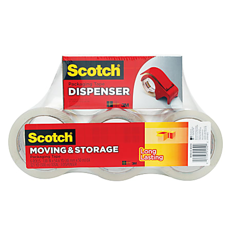 Scotch® Long Lasting Storage Packaging Tape With Hand-Held Dispenser, 1 7/8" x 54.6 Yd., Pack Of 6