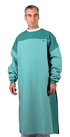 Medline 2-Ply Blockade Surgical Gowns, Tie Neck And Mid-Back, X-Large, Misty Green, Pack Of 12