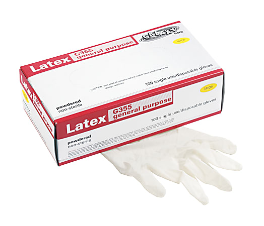 Boardwalk Galaxy Powdered General Purpose Latex Gloves, Large, Box Of 100