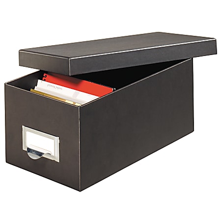 Globe-Weis® 90% Recycled Index Card Storage Case, 4"H x 5 5/8"W x 11 5/8"D, For 3" x 5" Cards, Black