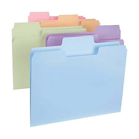 Smead® SuperTab® File Folders, Letter Size, 1/3 Cut, Assorted Pastel Colors, Box Of 100