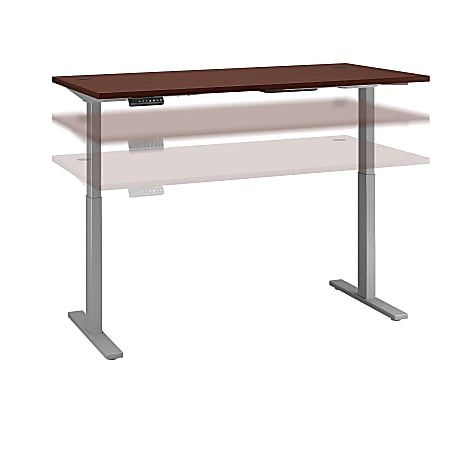 Bush Business Furniture Move 60 Series 72"W x 30"D Height Adjustable Standing Desk, Harvest Cherry/Cool Gray Metallic, Standard Delivery