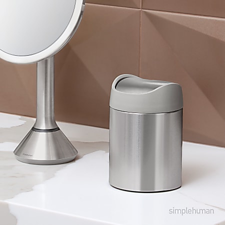 simplehuman Mini Round Steel Trash Can 7 38 H x 5 W x 5 D