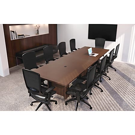 Lorell Prominence 2.0 Slim Modular Table Base - Mahogany Base - 28