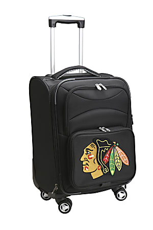 Denco ABS Upright Rolling Carry-On Luggage, 21"H x 13"W x 9"D, Chicago Blackhawks, Black