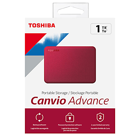 Red Canvio Advance Toshiba External - Drive Portable Hard 1TB Office Depot