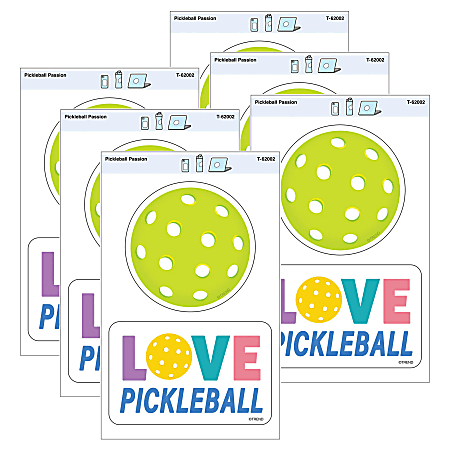 TREND Vinyl Stickers, Pickleball Passion, 2 Per Pack, Set Of 6 Packs