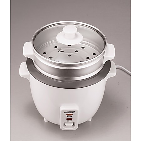 Brentwood 4 Cup Rice Cooker and Steamer White - Office Depot