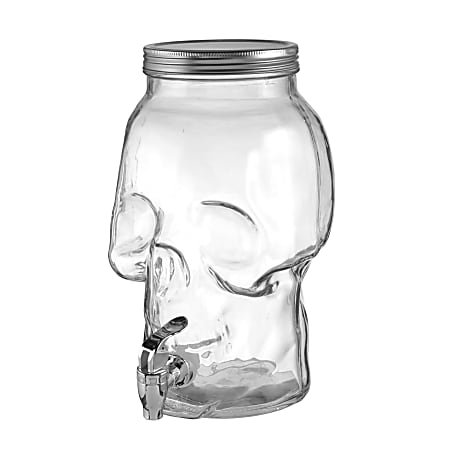 Amscan Glass 3-D Skull Dispensers, 12-1/4"H x 8"W x 7-3/4"D, Clear, Pack Of 2 Dispensers