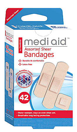 me4kidz® Medibag Sheer Bandages, Assorted Sizes, Box Of 42