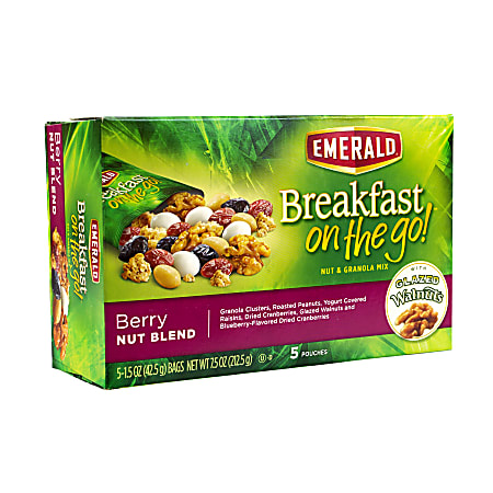 Emerald Breakfast On-The-Go Nut and Granola Mix, 1.5 Oz Pouches, Box Of 5