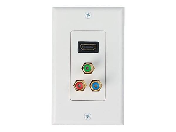 4XEM 1 Port Female HDMI and RCA Audio/Video Wall Plate (White) - 1-gang - White - 1 x HDMI Port(s) - 3 x RCA Port(s) - 1