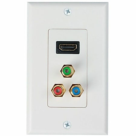 4XEM 1 Port Female HDMI and RCA Audio/Video Wall Plate (White) - 1-gang - White - 1 x HDMI Port(s) - 3 x RCA Port(s) - 1